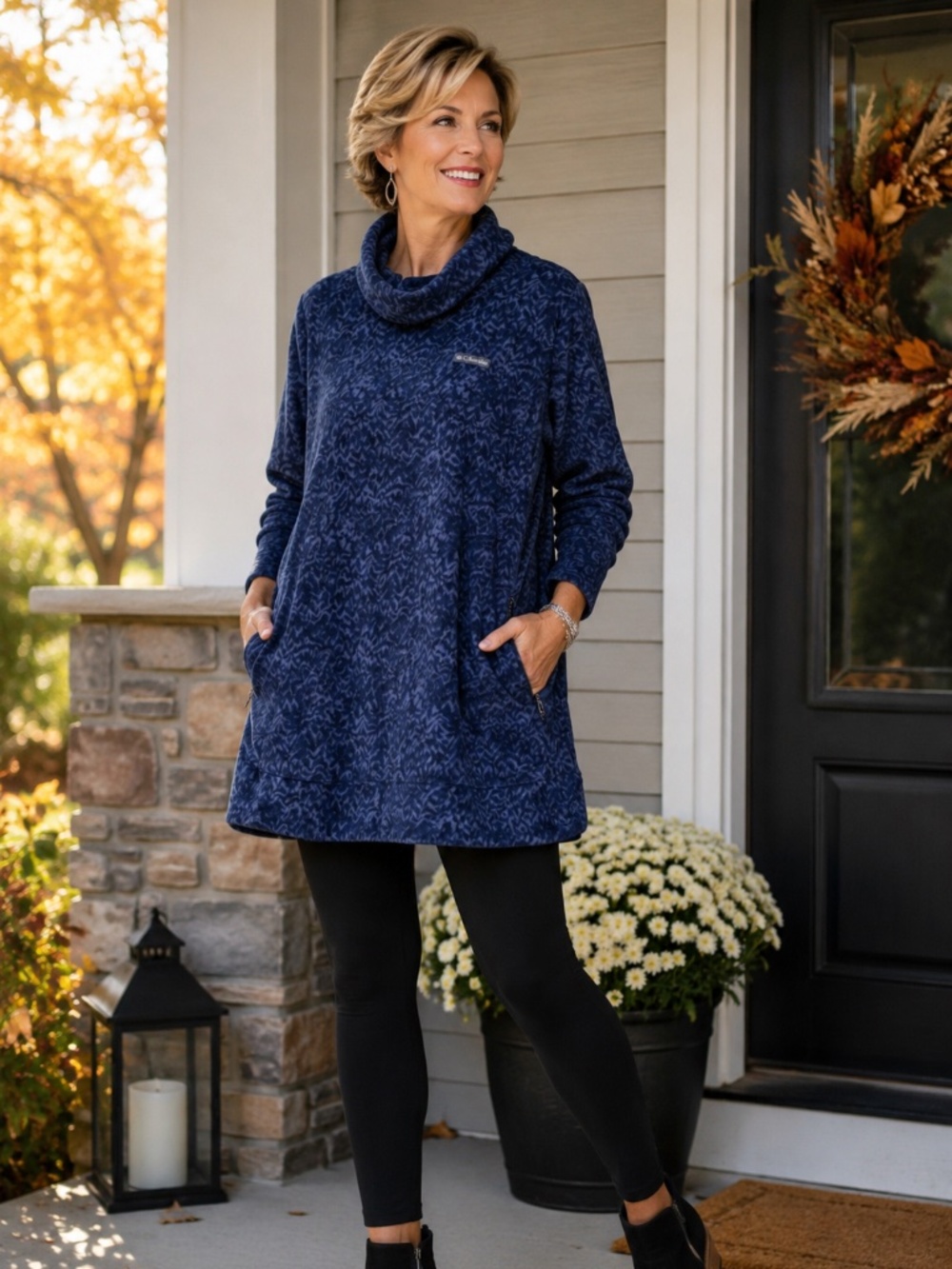 NWT Columbia Ali Peak Fleece Tunic 2X Navy Blue Cowl Neck